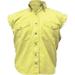 Ladies's Girl Fashion Large Size Motorcycle 100% Cotton Yellow Sleeveless Shirt With Snap Down Collar