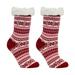 Super Soft Sherpa Lined Women's Winter Thermal Anti-Skid Slipper Socks Fuzzy Cozy Shoe - Red (ONE SIZE) US SELLER