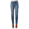 Jordache Vintage Women's Heather High Rise Destructed Straight Jeans