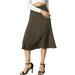 Allegra K Women's Peasant Elastic Waist A-Line Leave Print Midi Skirt