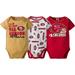 NFL San Francisco 49ers Baby Boys Short Sleeve Bodysuit Set, 3-Pack