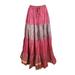 Mogul Women RED Maxi Skirt Vintage Printed Full Flared Gypsy Chic Summer Fashion Recycled Sari Beach LONG Skirts S/M