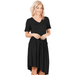 Womens V neck Mid Length Dress Reg. and Plus Size Gathered Ruffle Short Sleeve Dresses - Made in USA
