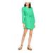MAISON JULES Womens Green Printed Long Sleeve V Neck Short Sheath Dress Size XS