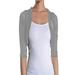 Fashion Secrets Women's Sheer Chiffon Bolero Shrug Jacket Cardigan 3/4 Sleeve (Grey, XX-Large)