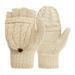 Half-finger Wool Gloves for Women and Men, Flip Cute Dual-use Wool Gloves Beige