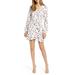 1.State Women's Printed Long Sleeve Minidress White Size 0