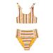 Wonder Nation Girls Striped High Waisted Bikini Swimsuit, 4-16 & Girls Plus