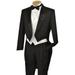Black Full Dress TailCoat Notch Collar 6 Buttons Pleated Pants + White Lapeled Vest Tuxedo Jacket With The Tail Suit