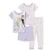 Frozen 2 Toddler Girls Snug Fit Cotton Short Sleeve T-Shirts, Shorts and Pants, 4-Piece Pajama Set, Sizes 12M-5T