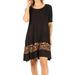 Women's Casual Solid Round Neck Printed Relaxed Fit Stretch A-Line Midi Dress Animal Brown S