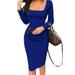 Women Long Sleeve Bodycon Dress Evening Party Cocktail Club Casual Midi Dress