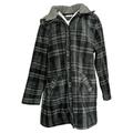 Denim & Co. Women's Coat Sz L Reg Fleece Bonded w/ Detachable Hood Gray A389000
