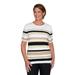 Alfred Dunner Womens Plus-Size Gradient Stripe Short Sleeve Lightweight Jewel Neck Sweater