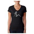 LA Pop Art Women's Word Art V-Neck T-Shirt - MUDFLAP GIRL