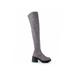 Lug Sole Women's Thigh High Chunky Heel Boots in Grey