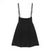 Fashion Women Skirts Mini Suspender Skater Skirt High Waisted Pleated Adjustable Strap Black Dress