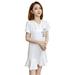 Aktudy Women Summer Print Loose T-shirt Dress Party Beach Mini Dress (White M)