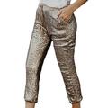 Multitrust Women Casual Sequin Glitter Skinny Pants High Waist Leggings Pencil Trousers