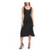 DKNY Womens Black Cotton Solid Sleeveless Scoop Neck Midi Fit + Flare Dress Size XS