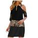 MIARHB Plus Size Skirt Floral Print Women Dress Women's Solid Color Lace Sleeve Halter Neck Strapless Dress