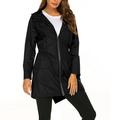 Women Waterproof Lightweight Rain Jacket Packable Outdoor Hooded Raincoat