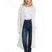 Zewfffr Solid Color Sweater Twist Pocket Coat Women Knit Long Cardigan (White)(M)