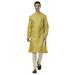 Ethnix Men's Indian Classic Collar Fine Textured Cotton Kurta Tunic Pajama Set; Gold; MD