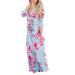 Women V Neck Floral Maxi Dress Faux Wrap Dress With Belt