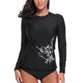 Charmo Long Sleeve Rashguard for Women Swimwear UPF 50+ Rash Guard Athletic Tops for Surfing, Black