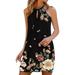 Sexy Dance S-5XL Sleeveless Summer Dresses for Trendy Ladies Casual Loose Tie Dye Beach Sundress Comfort A Line Dress Black S(US 2-4)