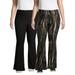 No Boundaries Junior's Plus High-Rise Sueded Flare Pants, 2 Pack