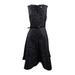 Tommy Hilfiger Women's Belted Jacquard Fit & Flare Dress (10, Black)