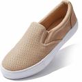 Womens Flat Sneakers Slip On Low Top Slip On Shoe Loafer Classic Driver Slip on Loafers Shoes Casual Slip-on Camel,pu,7.5