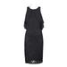 Adrianna Papell Scoop Neck Sleeveless Banded Cape Sleeve Lace Chiffon Dress-BLACK