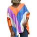 UKAP Women Long Sleeve V Neck Colorful Blouse Shirts Loose Dolman Ruched Tops Tunic Blouses