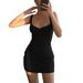 Huntermoon Sling Skirt Slim Dress Summer Fashion Backless Low Cut U-neck Design Sexy Sleeveless Elasticity Casual Bow-knot Bodycon