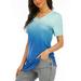 Casual Tunic Blouse Tops For Women Summer Roll-up Sleeve Tie Dye Baggy T-Shirts Tops Beach Loose V-Neck Tops Lounge High Low Shirts Top