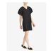 RALPH LAUREN Womens Black Ruffle Sleeve Cotton Denim Short Sleeve V Neck Above The Knee Shift Dress Size 4