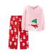 Carters Infant & Toddler Girls Pink Snowman Christmas Fleece Pajama Set