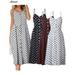 Spencer Women's Spaghetti Strap Dress Boho Tie Front Button Down Polka Dot Backless Swing Midi Bench Dress "White,M"