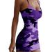 Summer Camouflage Mini Dress for Women Sleeveless Bodycon Night Club Dress U Neck Slim Fitted Dress Sundress