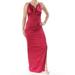 FAME AND PARTNERS Womens Maroon Slitted Sleeveless V Neck Full-Length Body Con Formal Dress Size 4