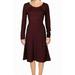 Women's Sweater Dress Burgundy Medium Rib Knit Zip Trim M