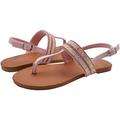 Rampage Girls Big Kid Glitter T-Strap Thong Slide Sandal with Adjustable Back Strap - Fashion Summer Flat Shoes