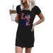 Women's Love Flag Print T-Shirt Dress Summer Casual Short Sleeve Mini Dresses
