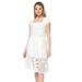 Women's White Lace Crochet Square Neck Cap Sleeve Sheath Dress