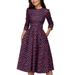 Musuos Women Floral Midi Dress with Pockets Vintage Elegant Cocktail Dress