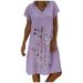 Follure summer dresses Fashion Women Plus Size Embroidered Short Sleeves V-Neck Casual Short Dress