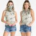 Women Tie Dye Convertible Cowl Neck Tee Face Covering Mask Tank Top